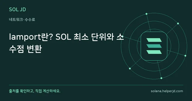 lamport란? SOL 최소 단위와 소수점 변환 안내 카드