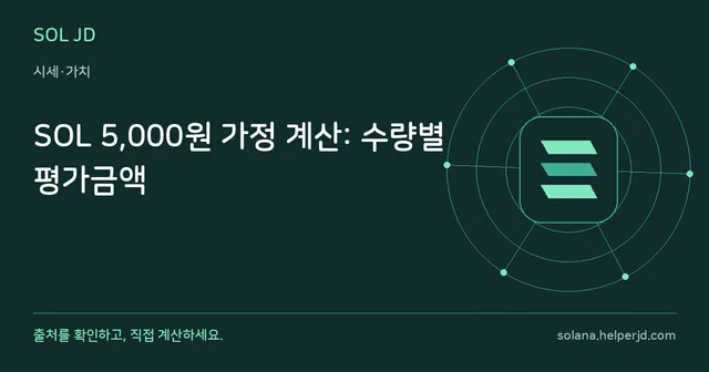 SOL 5,000원 가정 계산: 수량별 평가금액 안내 카드