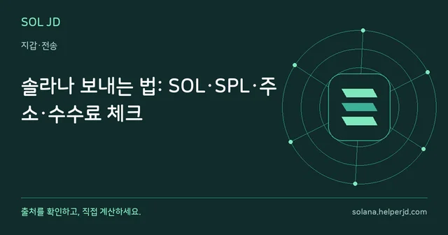 솔라나 보내는 법: SOL·SPL·주소·수수료 체크 안내 카드