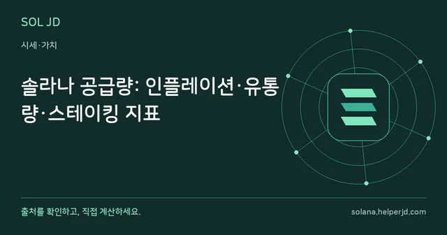 솔라나 공급량: 인플레이션·유통량·스테이킹 지표 안내 카드