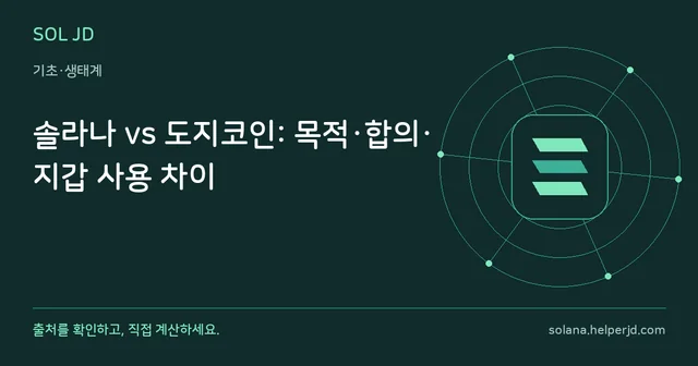 솔라나 vs 도지코인: 목적·합의·지갑 사용 차이 안내 카드
