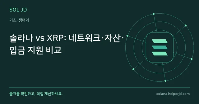 솔라나 vs XRP: 네트워크·자산·입금 지원 비교 안내 카드