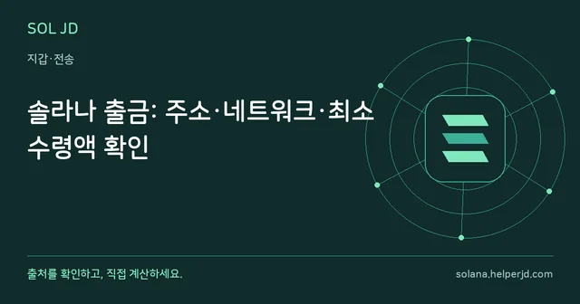 솔라나 출금: 주소·네트워크·최소 수령액 확인 안내 카드